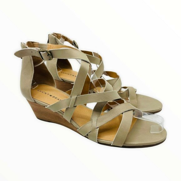 Lucky Brand Jewelia Leather Wedge Sandal 12M NWOT - Picture 2 of 10